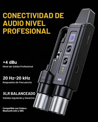 Vista 3 de Xvive Receptor Bluetooth XLR estéreo P3S para mezcladores y altavoces PA