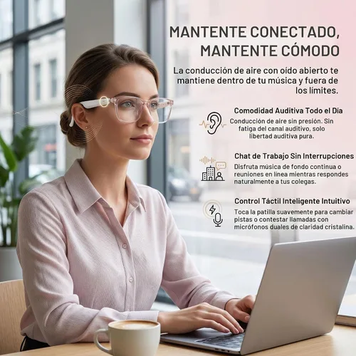 Vista 7 de Gafas de traducción inteligente AI, lentes fotocrómicas Pink-GS03