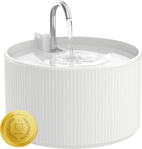 Vista 10 de Fuente de agua de cerámica para gatos Lawfery, fuente de gato de 2.1L/71oz con 3 filtros de carbón y 2 bombas de agua, fuente de agua para mascotas