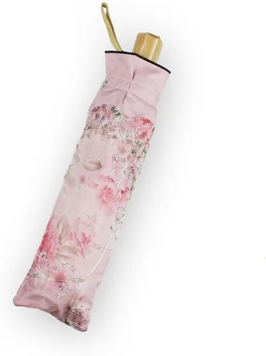 Vista 5 de Honeystore Paraguas Plegable Anti-UV del bordado del cordón de la impresión de la flor