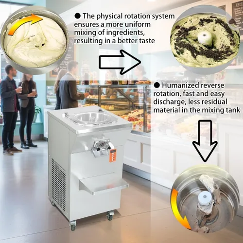 Vista 5 de Máquina de helado duro comercial, 8 galón/h rendimiento 5.8L cilindro gelato máquina del fabricante de helados, para restaurantes y aperitivos 8