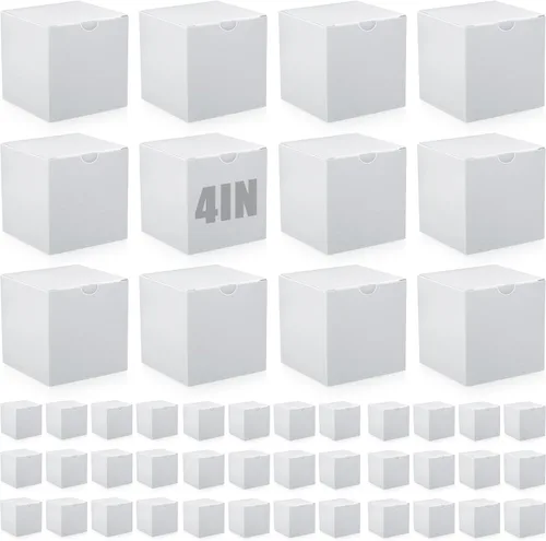 Vista 16 de Zhehao - Paquete de 48 cajas de regalo pequeñas de 10,2 x 10,2 x 10,2 cm, cajas de papel kraft cúbicas coloridas al por mayor, con tapas