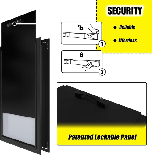 Vista 4 de Puerta extra grande para perros para puertas exteriores, puerta de aluminio resistente para climas extremos, tamaño de recorte 14 1/2 pulgadas