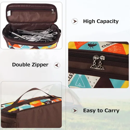 Vista 3 de Azarxis Camping Travel Cooking Utensils Organizer Bag Cookware Storage Bag Portable Small Stuff Case for Storing Flatware Cutlery Digital