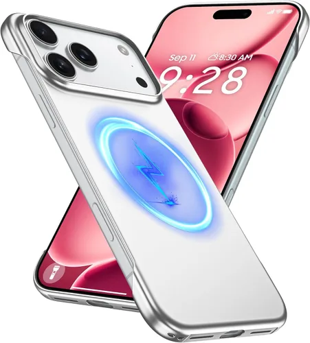 Vista 55 de GRECAZO Magnetic Frosted Frameless Case for iPhone 17 Pro Max, Silvery Tono plata