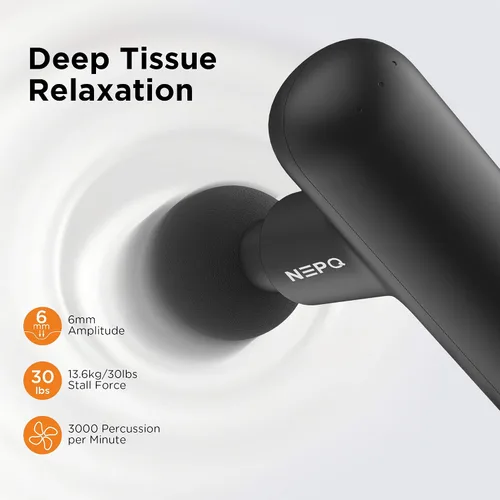 Vista 4 de NEPQ Mini Pistola de Masaje, Potente Pistola de Percusión de Tejido Profundo Portátil para Músculos Fasciales, Masajeador de Cabeza, Cuello