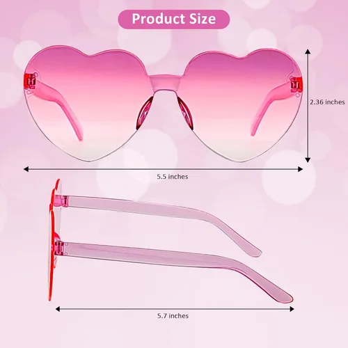 Vista 11 de KIDZVEFUN Regalos de despedida de soltera, lentes de sol de corazón, 9 unidades en forma de corazón, sin marco, transparentes, lindos y divertidos