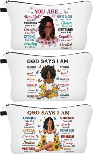 Vista 21 de Bolsa de maquillaje afroamericana para monedero, bolsas de cosméticos negras afro para mujer, regalo inspirador, pequeña bolsa de cosméticos