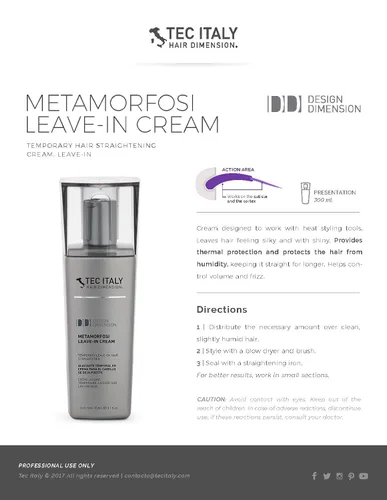 Vista 3 de Tec Italy Paquete alisador: Champú Metamorfosi, acondicionador, tratamiento sin enjuague - 30.3 onzas líquidas, sin parabenos, para cabello rizado