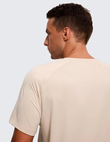 Vista 3 de CRZ YOGA Crewneck Workout Shirts for Men - Quick Dry Running Athletic T-Shirts Lightweight Basic Tops