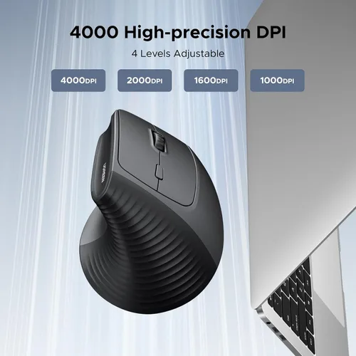 Vista 4 de UGREEN Ratón ergonómico vertical inalámbrico de 2.4G, DPI ajustable para oficina, inalámbrico, 6 botones, mouse de computadora