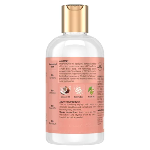 Vista 2 de SheaMoisture Curl & Style Milk Coco e Hibisco con Proteína de Seda y Aceite de Neem para Cabello Grueso, Definido y Rizado Comercio Justo, Sin