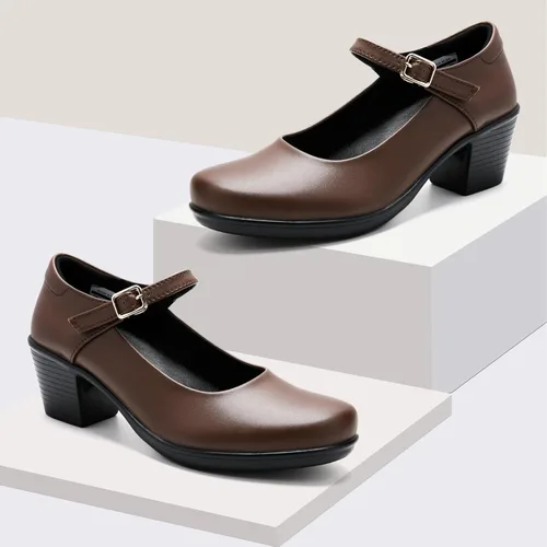 Vista 8 de mznrjoa Zapatos de tacón grueso Mary Jane para mujer