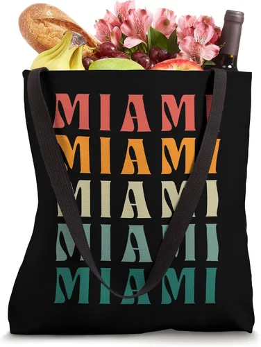 Vista 4 de Miami Florida USA Travel Vintage Cool Aestethic Retro Sunset Tote Bag