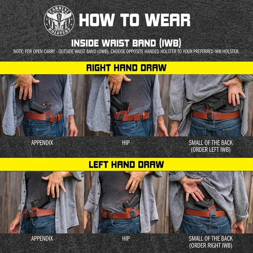 Vista 3 de Funda de Cuero Premium IWB Cardini - Glock 26, 27 y Sig P365XL, Taurus G3C y Walther P99