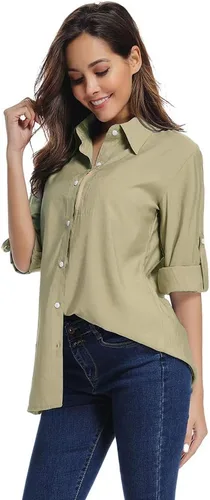 Vista 2 de Camisa de protección solar de manga larga UPF 50 para mujer, de secado rápido, para pesca, senderismo, viajes, camiseta