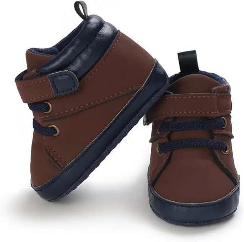 Vista 6 de SOFMUO Zapatos deportivos para bebés, niños y niñas, de piel sintética, antideslizantes, suela de goma suave, botines de vestir para niños pequeños