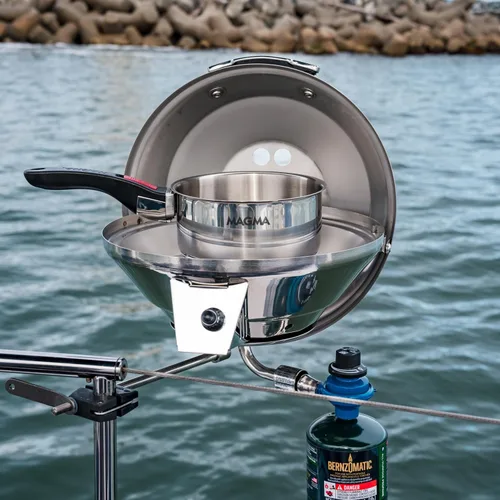 Vista 6 de Magma Productos, Horno portable marino, con 3 funciones: hervidor de agua, Estufa y parrilla, funciona a gas propano
