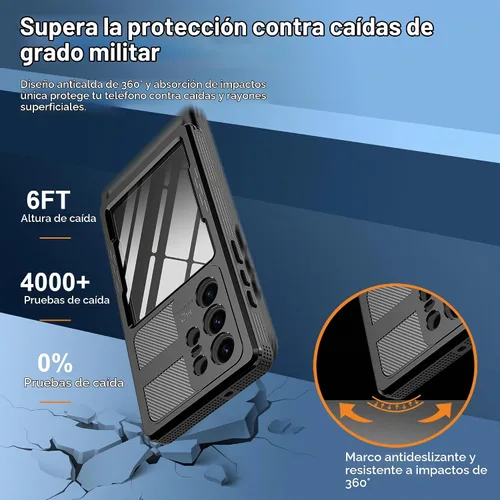 Vista 5 de Funda impermeable para Samsung Galaxy S23 Ultra, con protector de pantalla integrado, a prueba de polvo, a prueba de golpes, de cuerpo completo