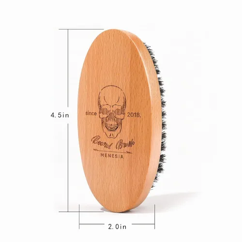 Vista 5 de Soft Boar Bristle Beard Brush for Men Cerdas de jabalí suaves y lisas, estampado de calavera, tamaño de viaje de bolsillo pequeño Cráneo