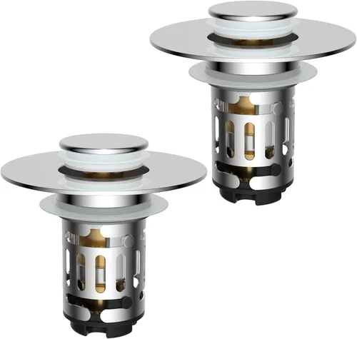 Vista 15 de Hibbent Colador de drenaje de lavabo de baño 3 en 1 mejorado, tapón universal desplegable con cesta de filtro de acero inoxidable extraíble atrapa