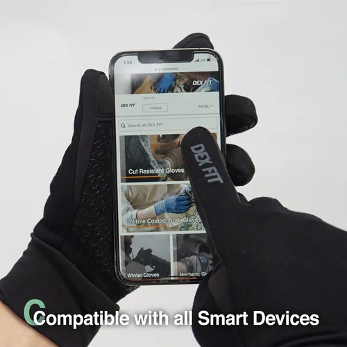 Vista 5 de Guantes de invierno cálidos DEX FIT LG201 con forro de vellón térmico, ideales para correr, hacer senderismo o ciclismo al aire libre en climas Negro