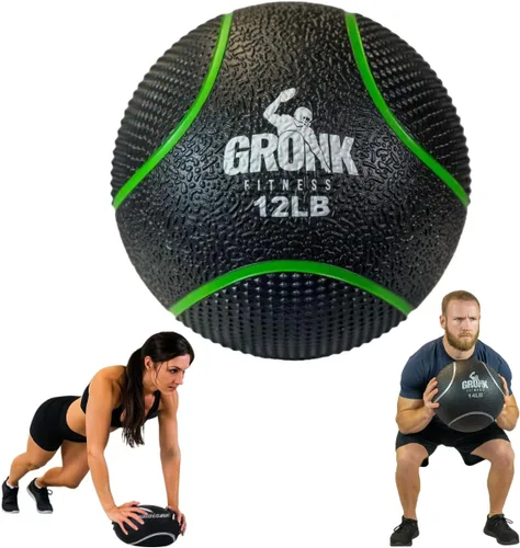 Vista 10 de Gronk Fitness Pelota medicinal de alta calidad, pelota medicinal con peso antideslizante, gran bola de pared para entrenamientos de cuerpo completo