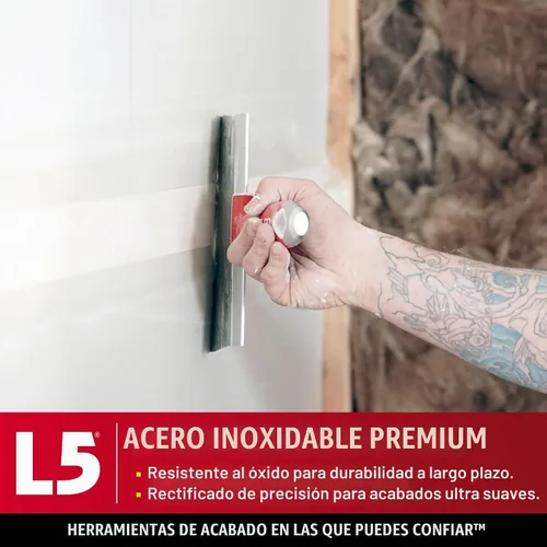 Vista 2 de Espátula de acero inoxidable de 8" con mango de agarre suave - LEVEL5 Grado profesional Extremo martillo de metal 5-134