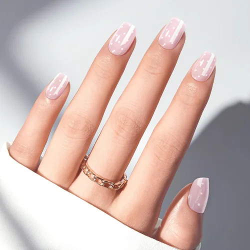Vista 20 de Modelones Uñas postizas cuadradas cortas, color blanco y rosa, 32
