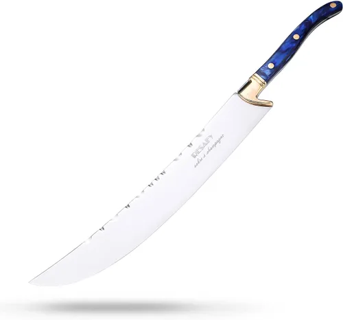 Vista 3 de Resafy Sable de champán con caja de madera - Abreespada de cuchillo de champán para regalo de boda de fiesta (azul)