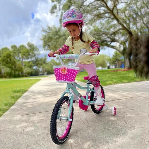 Vista 4 de JOYSTAR Paris Girls Bike for Ages 3-8 Years Old, 14 16 18 20 Inch Kids Bike with Training Wheels, Basket and Handbrake, Multiple