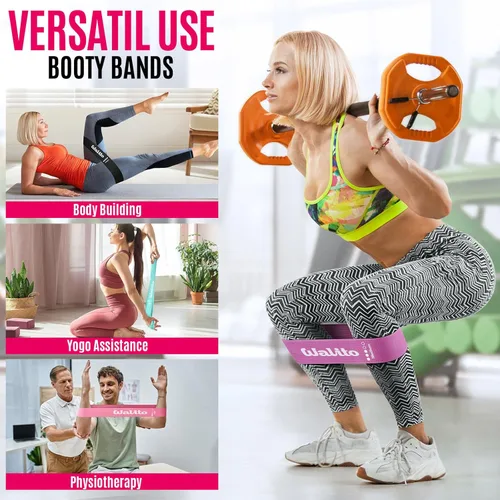 Vista 5 de Fabric Resistance Bands for Working Out - Booty Bands for Legs -Glutes Training for Women and Men - Exercise Bands for Squats, Yoga, Physical