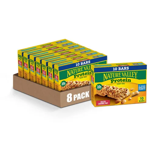 Vista 21 de Nature Valley Barras de granola con proteína, arándano y nueces, barras de merienda masticables, 5 barras, 7.1 OZ 0.35 onzas de proteína por