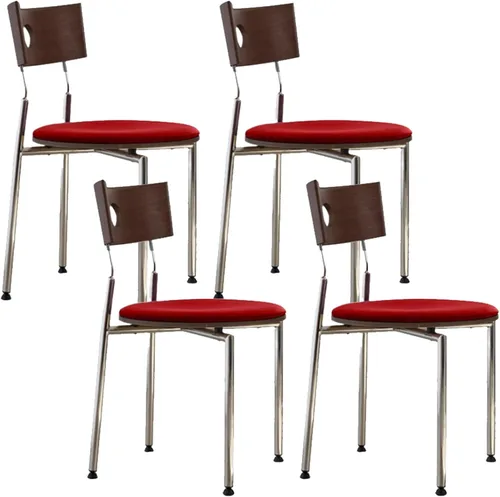 Vista 34 de Stackable Dining Chairs Set, Kitchen Chair with Curved Backrest, Upholstered Living Room Chair, Occasional Seat Dining Room Chairs with Metal