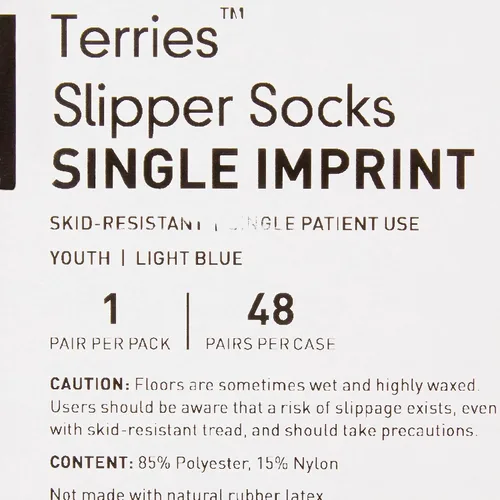 Vista 3 de McKesson Unisex Non-skid Slipper Socks Youth Sz. 8 to 4.5 Blue