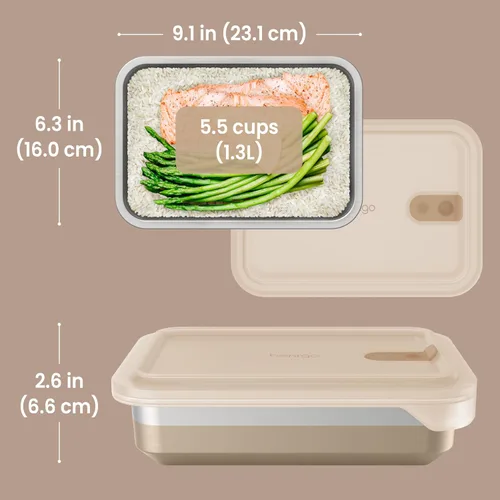 Vista 7 de Bentgo MicroSteel Heat & Eat - Contenedor de acero inoxidable a prueba de fugas Microwave-Safe, Airtight, Easy to Clean, Lightweight Food Storage