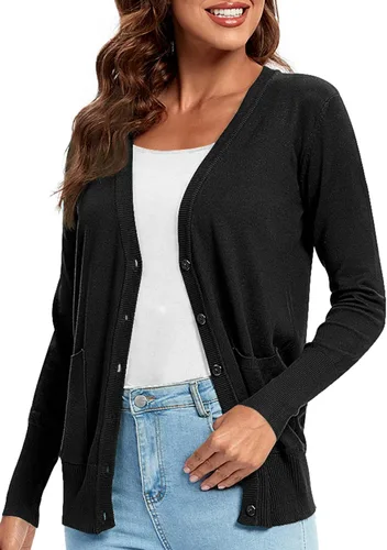 Vista 5 de Urban CoCo suéter básico de manga larga con botones para mujer