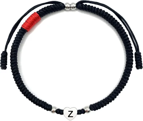 Vista 28 de LAMIBEE Initial Letter Bracelet, Protection and Lucky String Bracelet, Black Red Bracelet with Inspirational Card, Heart Link Bracelet for Men