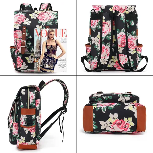 Vista 2 de YGR - Mochila con estampado floral para laptop para mujeres, hembras, escuela, viaje, negocios, deportes al aire libre, oficina, trabajo