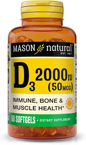 Vista 14 de MASON NATURAL Vitamina D3 2,000 UI Ultra Fuerza, Apoya la Densidad Ósea, Fuerza y Salud Inmune, 300 Cápsulas Blandas