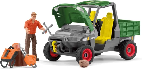 Vista 6 de Schleich Farm World - Juego de trabajo en el bosque con figura de acción, figura de perro, juguete de tractor y accesorios, juego imaginativo