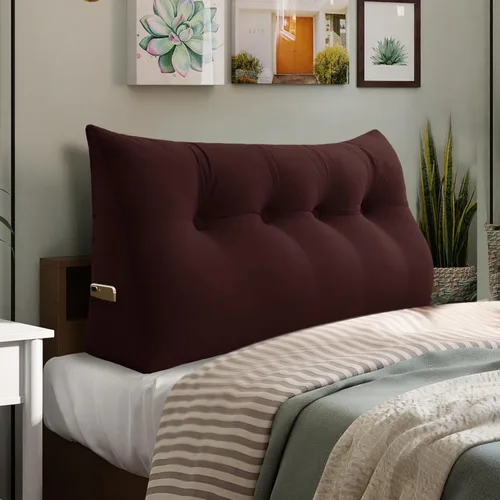 Vista 65 de Almohada de cuña doble gruesa de 8 libras para cabecero de dormitorio universitario, almohada de cuña de terciopelo con respaldo triangular