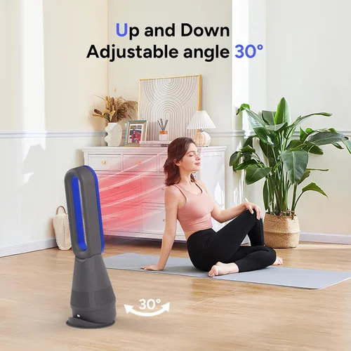 Vista 4 de Ventilador sin aspas Faryuan, ventilador de torre combinado de 25 pulgadas con calefacción, enfriamiento y filtro, oscilación de 80° con control