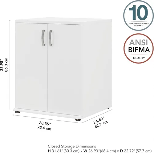 Vista 3 de Bush Business Furniture - Armario de almacenamiento universal para lavadero con puertas y estantes en color blanco