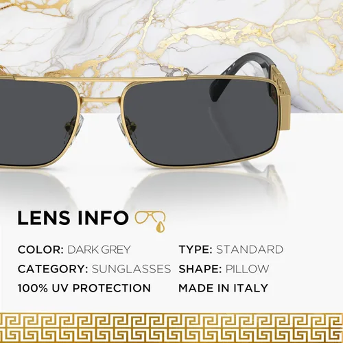 Vista 4 de Versace VE2257 Gafas de sol de forma rectangular con kit de gafas de lujo eSHADES, Oro Gris Oscuro 2.362 in