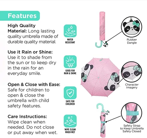 Vista 3 de Kids Umbrella for Girls and Boys & Rain Coats Set -Toddler Umbrellas Kids Raincoat Boys Girls Jacket (3-9 Years)