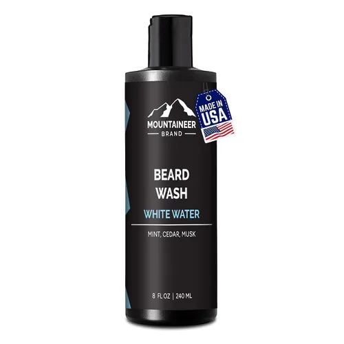 Vista 11 de Mountaineer Brand Lavado de barba para hombres Champú para barba 100% natural Espuma suavizante de limpieza gruesa para cabello y piel Hidrata
