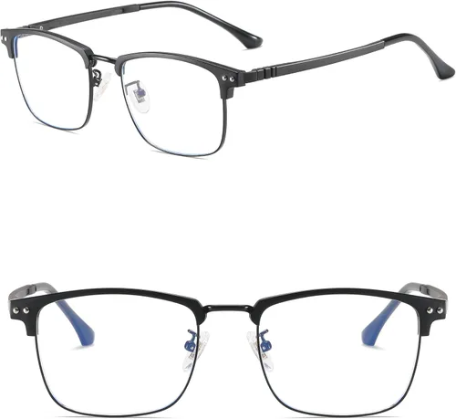 Vista 2 de GUZTAG - Lentes de bloqueo de luz azul, anteojos cuadrados para computadora para mujeres/hombres, marco de anteojos antifatiga ocular, gafas