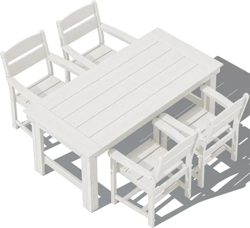 Vista 21 de SERWALL Juego de mesa y sillas de comedor para exteriores HDPE para 4 Azul marino