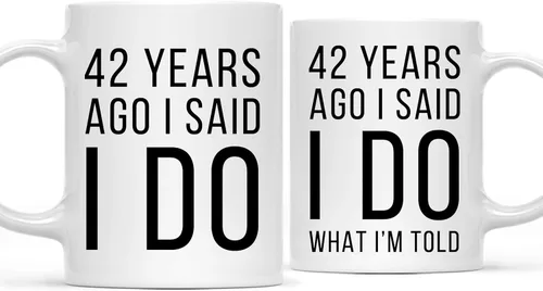 Vista 57 de Andaz Press Divertida taza de café de 11 onzas para parejas con texto en inglés "I Said I Do, I Said I Do What I'm Told", paquete de 2 con caja